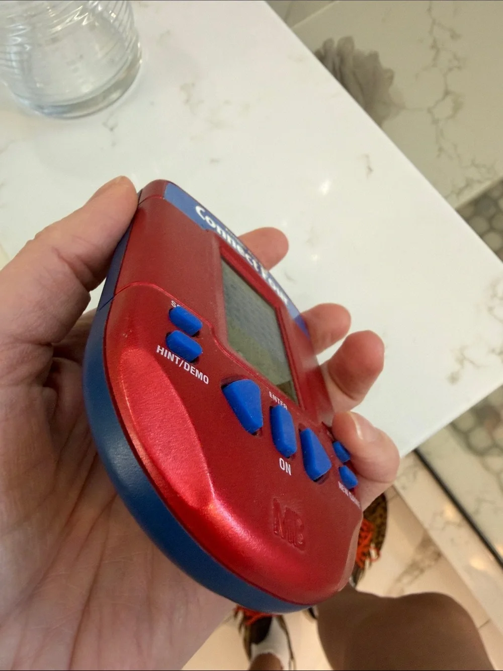 Vintage Hasbro Connect Four Electronic Handheld Game - Red with Blue Accents